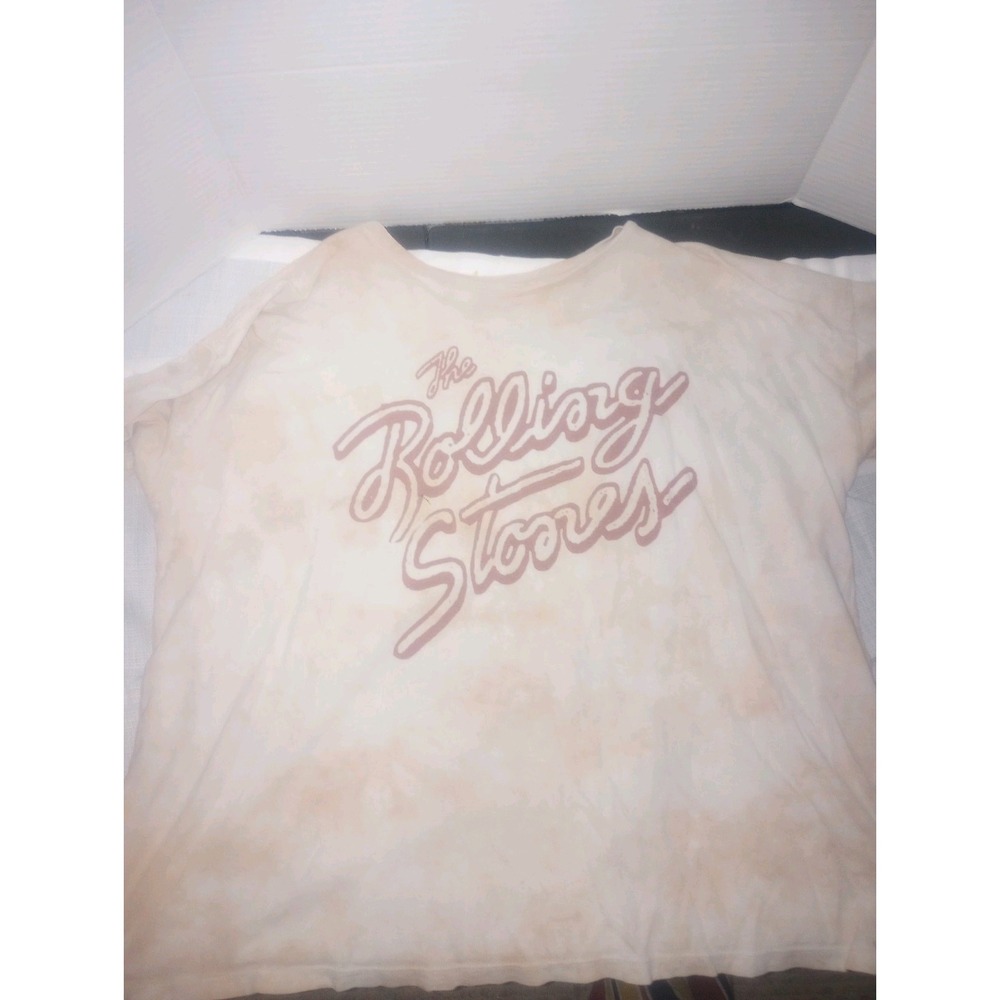 The Rolling Stones Tye Dye Cream Large Short Sleeve Graphic Tee Women's 2020